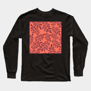 Hedgerow ferns on orange Long Sleeve T-Shirt